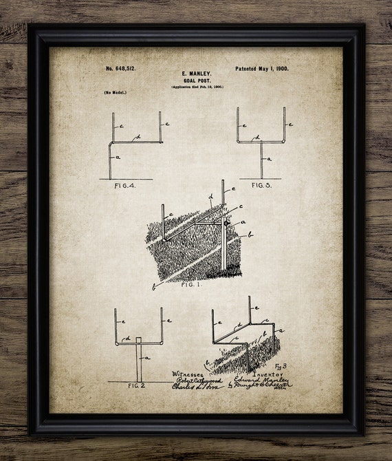 Football Goalpost Patent Print 1900 Field Goal Goalpost Etsy