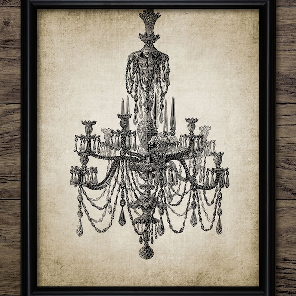 Vintage Chandelier Wall Art, Printable Home Art, Chandelier Design Illustration #506 INSTANT DOWNLOAD