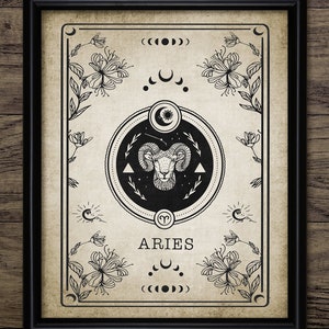 Widder Sternzeichen Illustration, druckbare Astrologie Illustration, Tarot Karte himmlische Weissagung, Start Schild #4023 SOFORT DOWNLOAD
