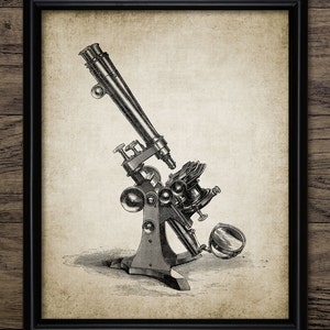 Antique Microscope Wall Art, Printable Microscope Design, Microbiology, Scientist, Science Laboratory, Science Student #401 INSTANT DOWNLOAD