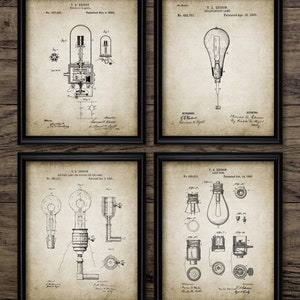 Juego de 4 bombillas de pared para decoración, bombillas para imprimir, filamento, eléctricas, incandescentes, steampunk, Thomas Edison n.° 3170, DESCARGA INMEDIATA