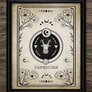 Steenbok sterrenbeeld print, afdrukbare astrologie illustratie, tarotkaart hemelse waarzeggerij, startbord kunst aan de muur #4021 INSTANT DOWNLOAD