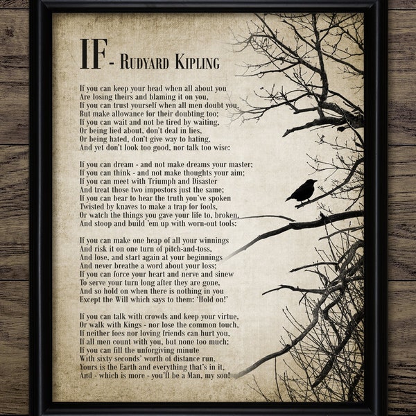 If Poem, Rudyard Kipling, Printable If Poem, Famous Poem, Printable Poem, Living Room Art, Victorian Wall Art #3659 INSTANT DOWNLOAD