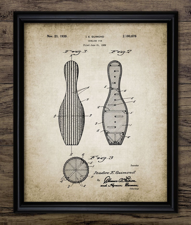 Ready To Be Framed! Art Print Bowling Pin Patent Print