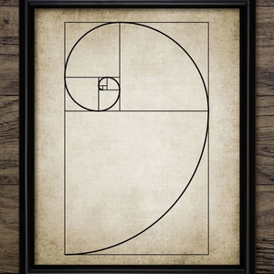 Fibonacci Spirale Wandbild, druckbare Mathematik Kunst, Fibonacci Golden Schnitt, Mathe Schüler, mathematisch #655 INSTANT DOWNLOAD
