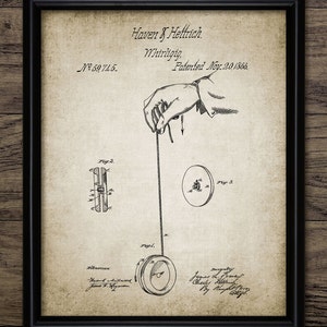 Antique Yo Yo Wall Art, Printable 1866 Yo Yo Design, Toy Invention, Play Room, Nursery, Children #1245 INSTANT DOWNLOAD