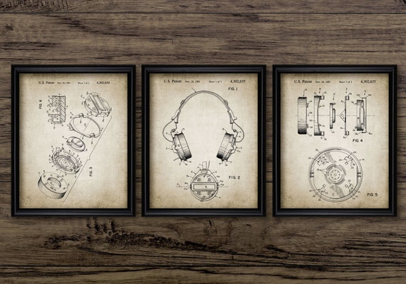 Headphones Wall Art Set Of 3, Printable Retro Headphone Design, Audio, Retro 80s Music Nostalgia, Earphones #2268 INSTANT DOWNLOAD