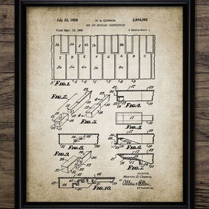 Vintage Piano Keys Patent Wall Art, Pintable Keyboard, Music Bedroom Wall Art, Pianist Musician Art, Pianist Gift Idea #972 INSTANT DOWNLOAD