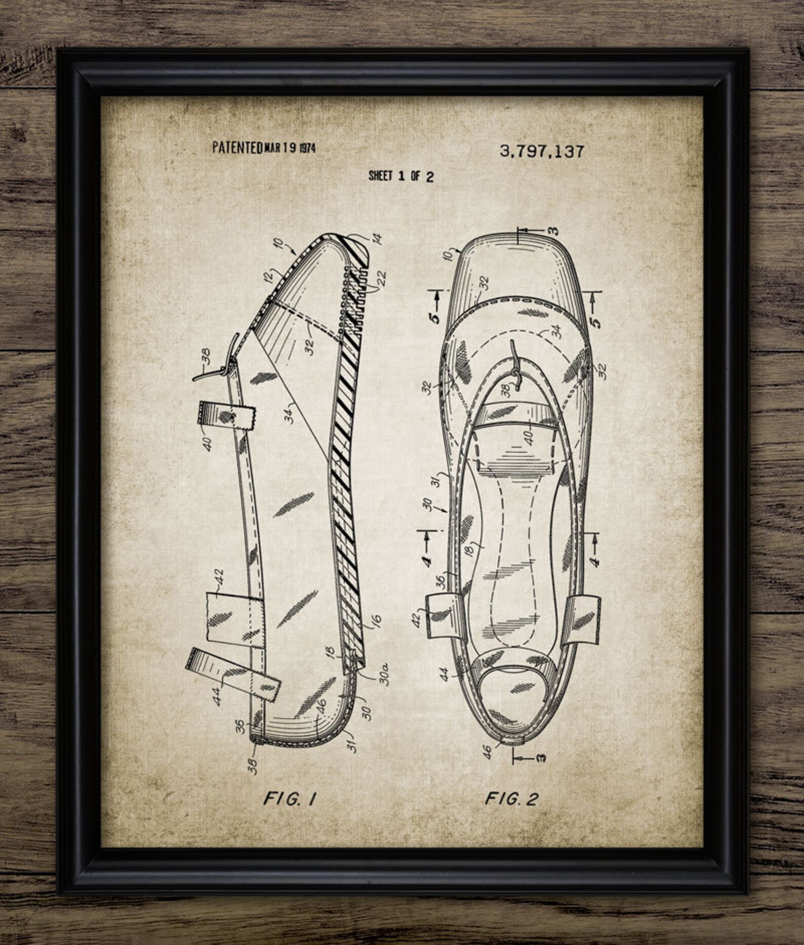 vintage ballet shoe patent print - ballerina slipper wall art poster- ballet dancer gift printable art - single print #427 -inst