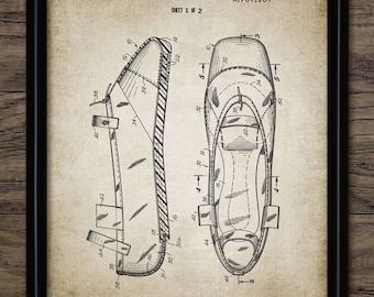 Vintage Ballet Shoe Patent Print - Ballerina Slipper Wall Art Poster- Ballet Dancer Gift Printable Art - Single Print #427 -INSTANT DOWNLOAD