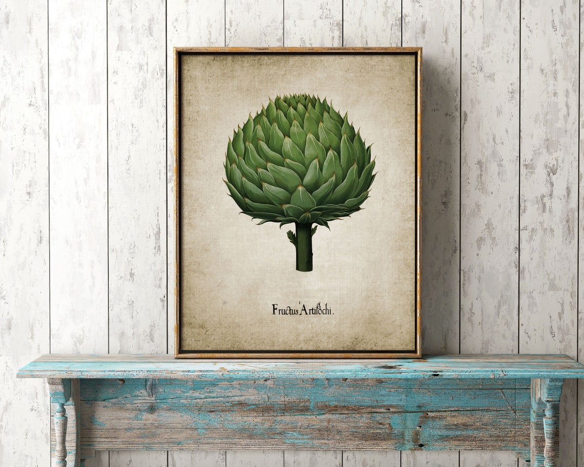 Artichoke Wall Art Print Rustic Farmhouse Kitchen Decor Etsy