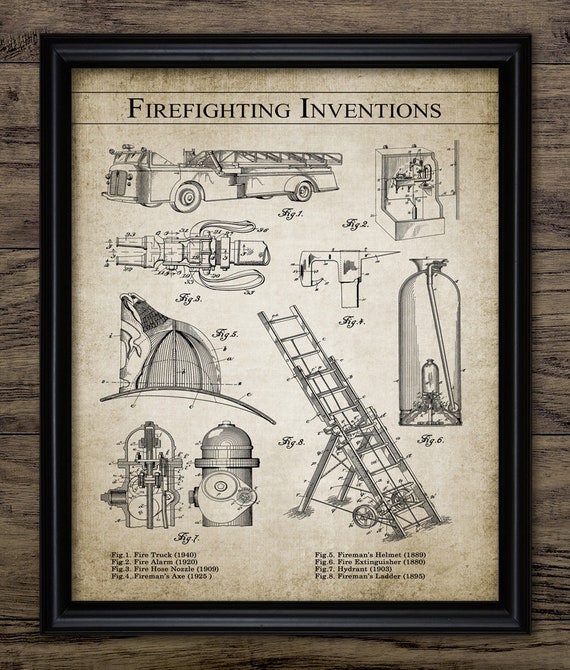 Vintage Firefighting Inventions Wall Art, Firefighting Equipment Patent Print, Fire Service Gift, Station House Decor #3120 INSTANT DOWNLOAD