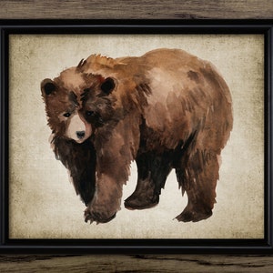 Impressão de urso pardo, pintura em aquarela de urso pardo, arte de urso pardo norte-americano, arte de parede de urso pardo, urso para impressão nº 3551 DOWNLOAD INSTANTÂNEO