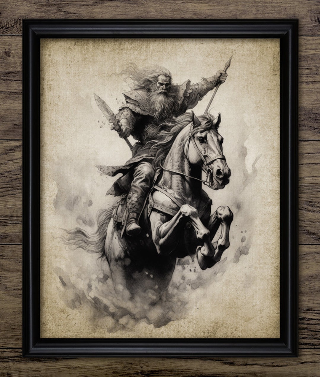 Viking Warrior Wall Art, Printable Viking Art, Thor, Norse, Rustic