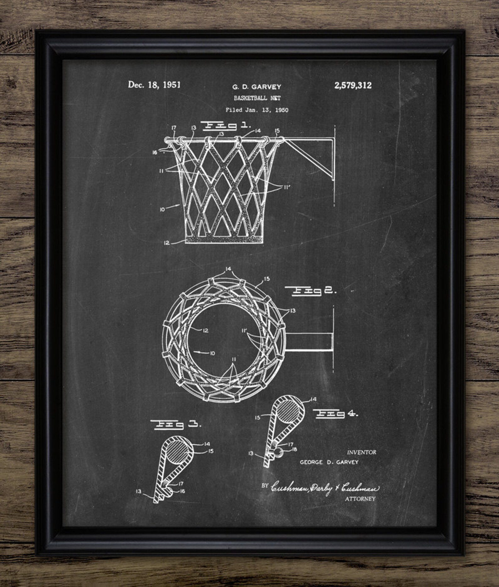 Basketball Hoop Patent Print Basketball Net Art 1951 Etsy