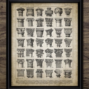 Architectural Wall Art, Printable, Classical Orders, Column, Doric, Ionic, Corynthian, Gothic, Architecture, Building #3591 INSTANT DOWNLOAD