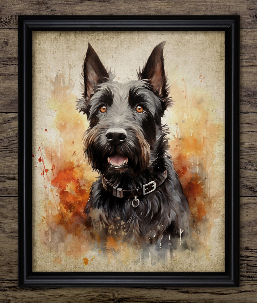 Scottish Terrier Wall Art, Printable Scottish Terrier Dog, Autumn Fall Wall Art, Dog Painting ...