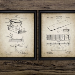 Laundry Wall Art Set Of 2, Printable Laundry Room, Vintage Iron, Ironing Board, Washroom, House Keeping #905 INSTANT DOWNLOAD