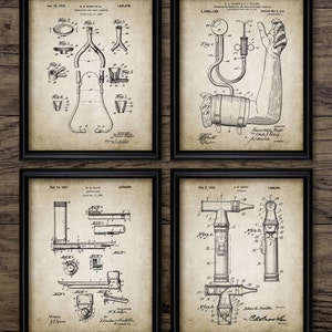 Doctor Wall Art Set Of 4, Printable Medical Healthcare, Medical Equipment, Stethoscope, Otoscope, Laryngoscope #2088 INSTANT DOWNLOAD