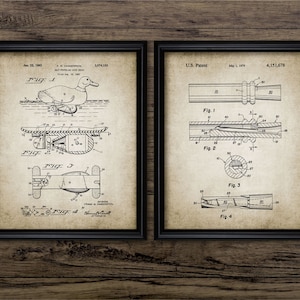 Duck Hunting Wall Art Set Of 2 Prints, Printable Duck Hunting, Duck Caller, Duck Decoy, Hunting Equipment, Hunter Gift #643 INSTANT DOWNLOAD
