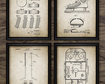 Ice Hockey Wall Art Set Of 4, Printable Ice Hockey, Team Sport, Ice Skating Rink, Ice Hockey League, Puck, Stick #3164 INSTANT DOWNLOAD