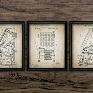 Antique Mechanical Counting Machine Set Of 3, Printable 1888 Calculator, Accounting, Accountancy, Steampunk Office #3063 INSTANT DOWNLOAD