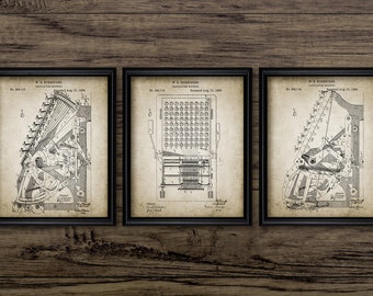 Antique Mechanical Counting Machine Set Of 3, Printable 1888 Calculator, Accounting, Accountancy, Steampunk Office #3063 INSTANT DOWNLOAD