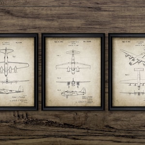 USAF Wall Art Set Of 3, Printable Military History, B17 Flying Fortress, A29 Hudson, B24 Liberator, Heavy Bomber #2240 INSTANT DOWNLOAD