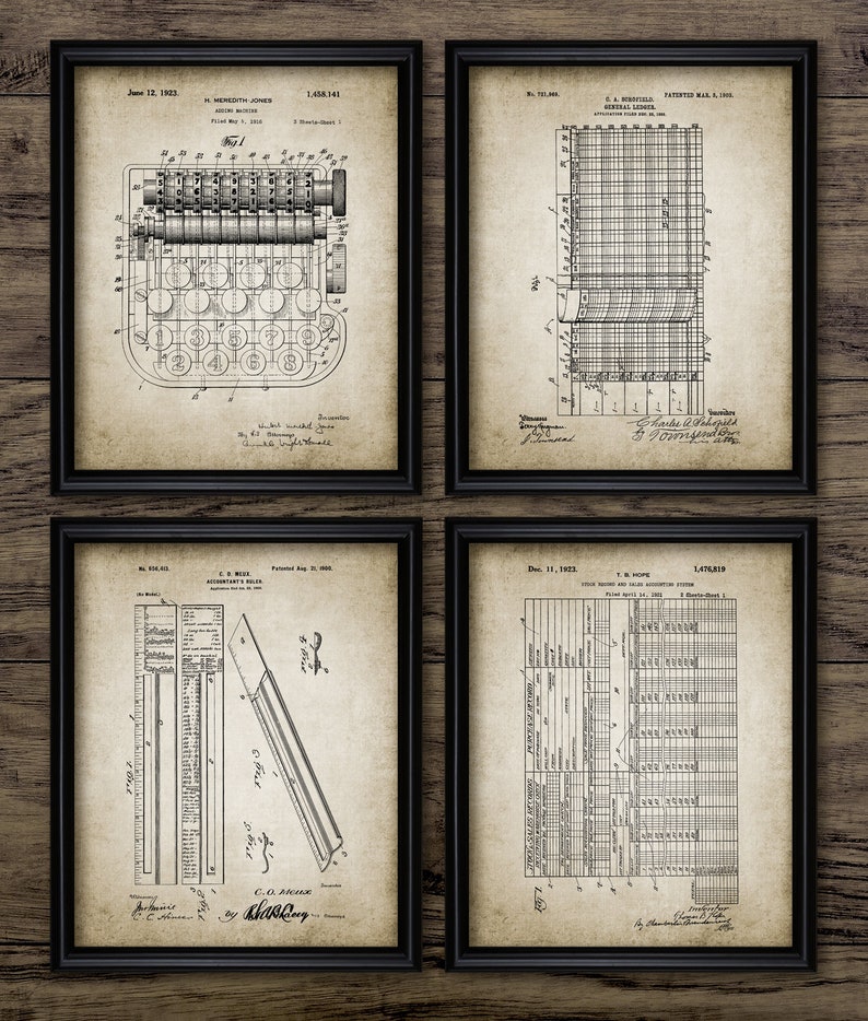 Accountant Patent Set Of 4 Accounting Gift Office Wall Art Etsy
