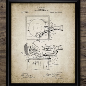 Vintage platenspeler muurkunst, afdrukbare grammofoonontwerp, platenspeler, vinylplaten platenspeler, retro muziekkamer #1057 INSTANT DOWNLOAD