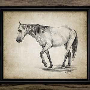 Horse Wall Art, Printable Horse Drawing, Equestrian, Equine, Pony, Horse Rider, Stables, Horse Riding, Horse Racing #4071 INSTANT DOWNLOAD