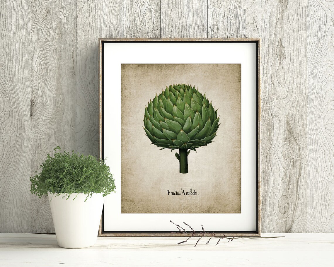 Artichoke Wall Art Print Rustic Farmhouse Kitchen Decor Etsy