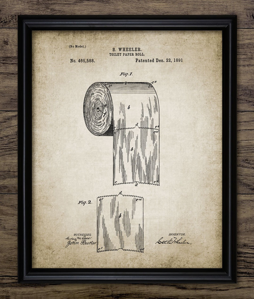 Toilet Paper Roll Patent, Printable Bathroom Art, Vintage Patent, 1891
