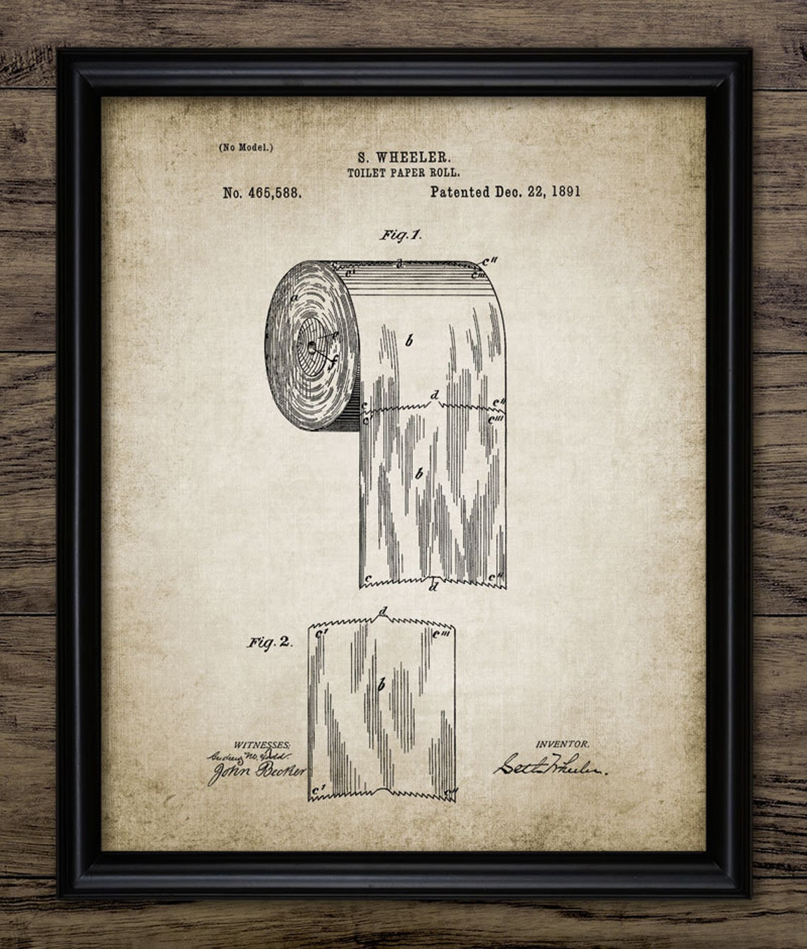 Toilet Paper Roll Patent Printable Bathroom Art Vintage Etsy UK