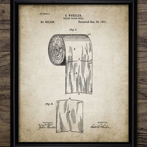 Toilet Paper Roll Patent, Printable Bathroom Art, Vintage Patent, 1891 Toilet Roll, Bathroom Decor, Bathroom Wall Art #322 INSTANT DOWNLOAD