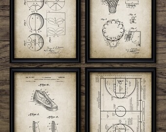 Basketball Wall Art Set Of 4, Printable Basketball Equipment Design, Basketball Sport, Basketball Player Gift Idea #3027 INSTANT DOWNLOAD