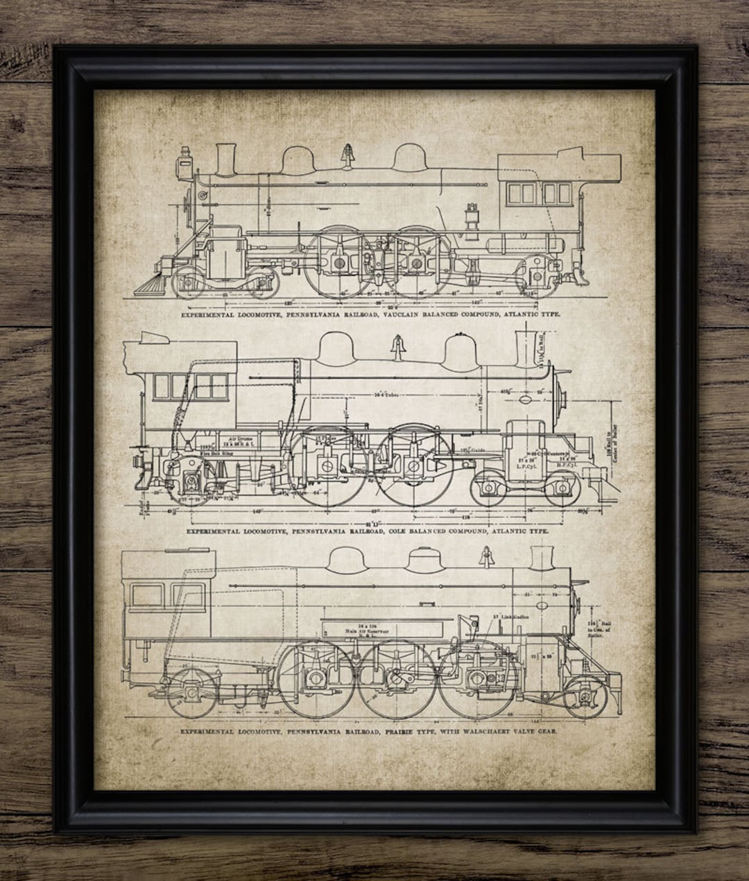 Basic Steam Train Design Pennsylvania Railroad Wall Art, Printable Steam Locomotive Design ...