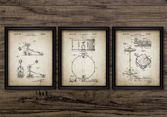 Drum Kit Wall Art Set Of 3, Printable Drum Kit, Snare Drum, Drum Kit Hi Hat Cymbal, Drummer Gift Idea #630 INSTANT DOWNLOAD