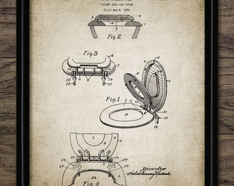 Bathroom Toilet Wall Art, Printable Bathroom, Toilet Seat Patent, Bathroom Decor, Lavatory Patent Design, Loo #321 INSTANT DOWNLOAD