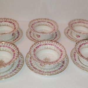 6 Victorian Custard Flan Cups Rüschenrand Floral