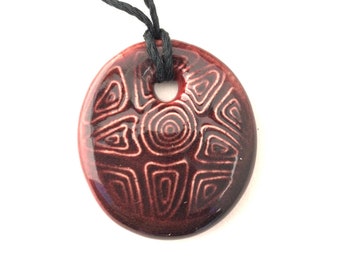 Egyptian word for Peace on a Red Ceramic Pendant!