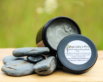 ANTI AGING CLAY Mask- all natural, organic skin care treatment with kaolin clay, bentonite clay and essential oils