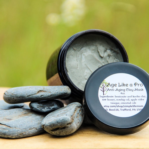 ANTI AGING CLAY Mask- all natural, organic skin care treatment with kaolin clay, bentonite clay and essential oils