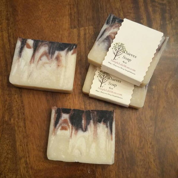 THIEVES SOAP - HANDMADE soap, all natural, foaming body soap, natural hand soap with thieves essential oils, organic skin care, clove