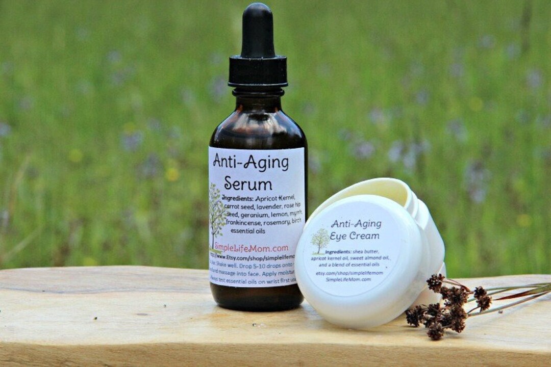 ANTI AGING GIFT Set All Natural Anti Wrinkle Serum and Eye Cream, Organic, Night Cream, Face Oil