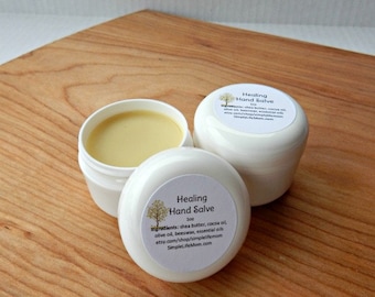 HERBAL HAND SALVE - healing organic hand salve ointment, calendula and essential oils for dry feet, heels, knees, hands, winter or gardener