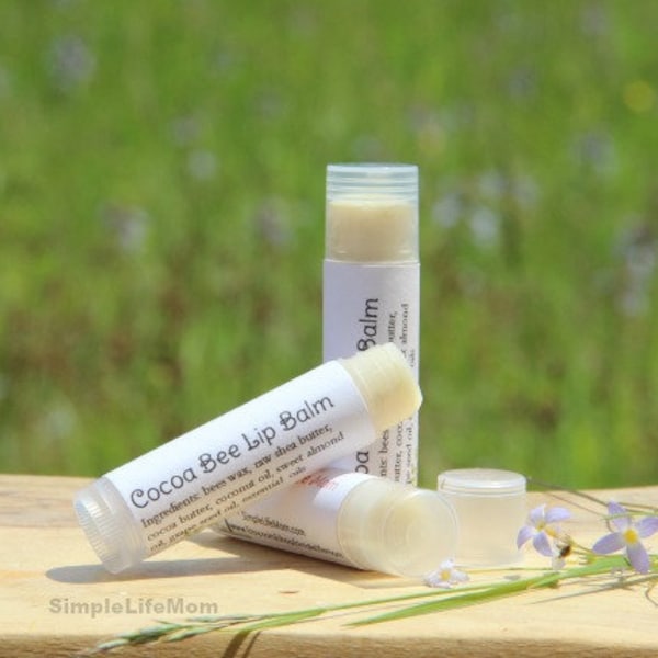 NATURAL LIP BALM - organic all natural lip balm with peppermint essential oil. Lip moisturizer, clear gloss, natural lip care