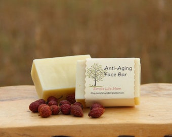 ANTI AGING FACE Bar - all natural vegan face cleanser with essential oils to nourish aging skin