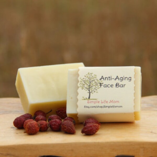 ANTI AGING FACE Bar - all natural vegan face cleanser with essential oils to nourish aging skin