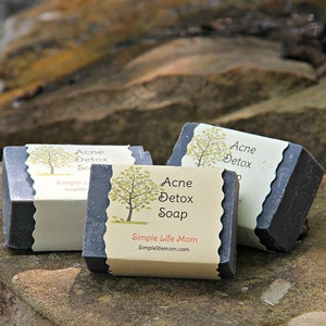 ACNE DETOX SOAP with Tea Tree and Activated Charcoal, charcoal soap, black soap, deep cleanse image 2